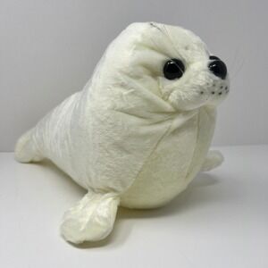 White Harp Seal Pup Plush Realistic Soft Toy 13" Stuffed Animal Cute Marine
